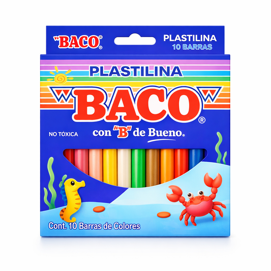 Plastilina Baco No Tóxica – 10 Barras de Colores Surtidos