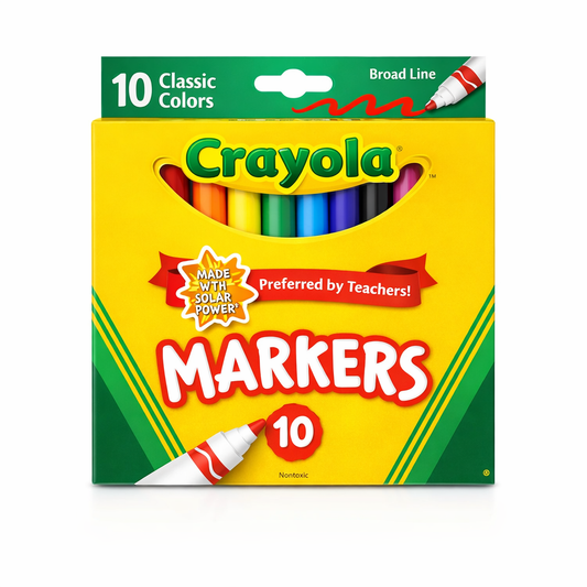 Marcadores Crayola Classic de Punta Gruesa – 10 Colores Vibrantes (Lavables)